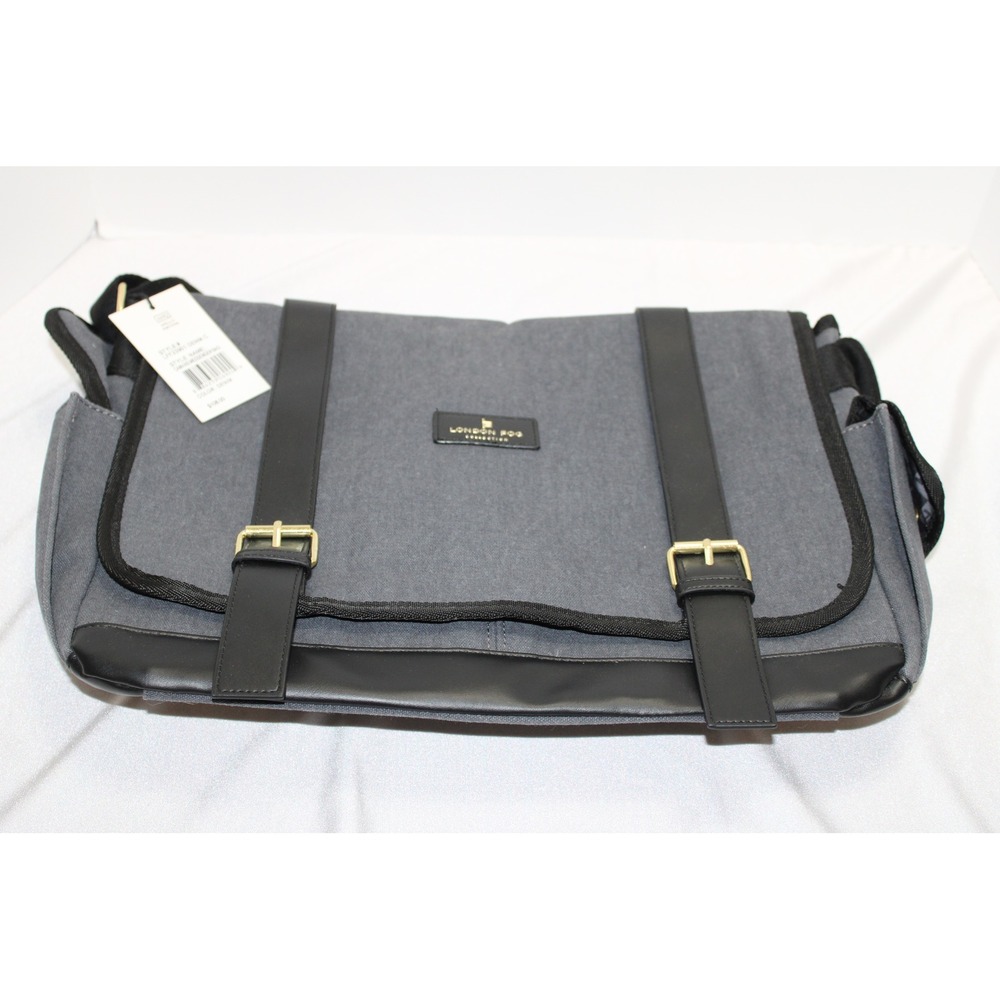 London Fog Canvas Messenger Bag Denim Grey LFF23901-DENM-C NWT
